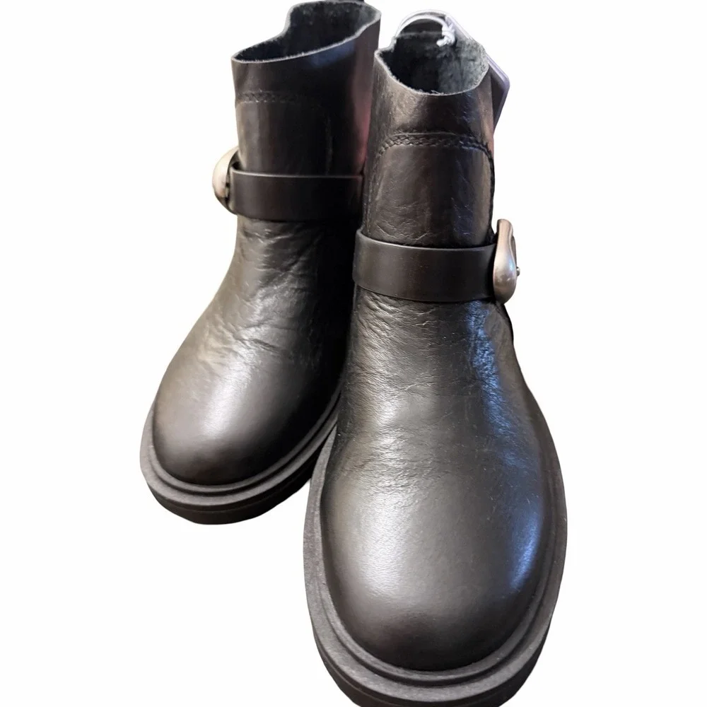 NEW Aerosoles Women's Leather Gill Ankle Boot Black Size 9M